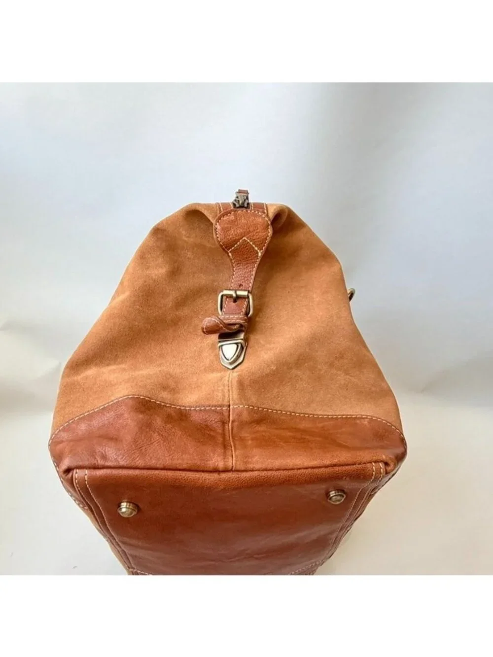 F.H. Wadsworth NYC Suede Leather Duffle Travel Bag Weekender Brown